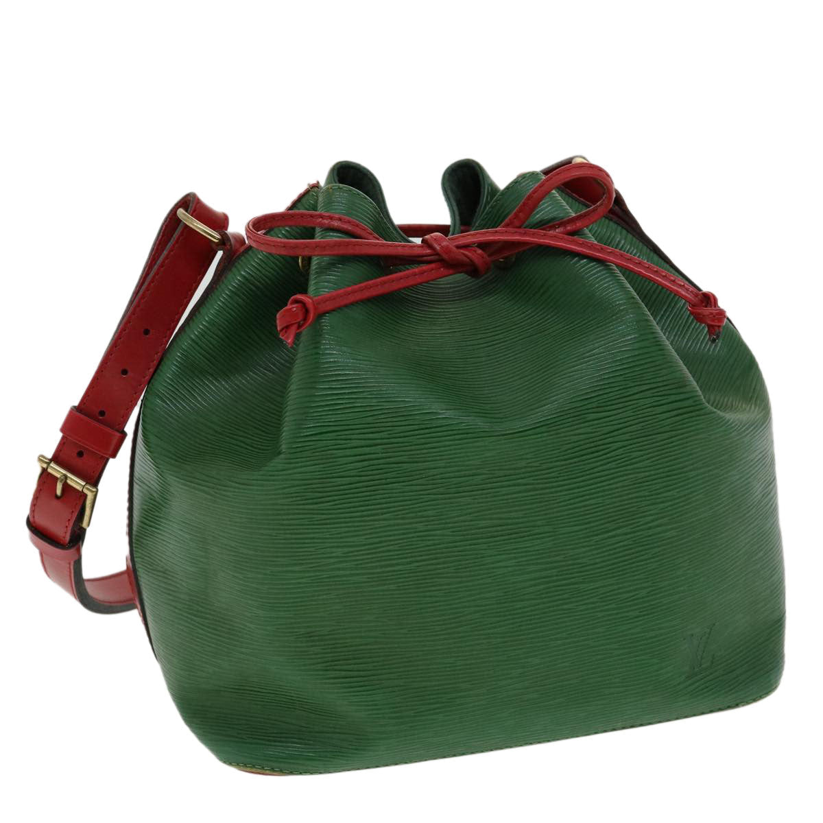 LOUIS VUITTON Epi Petit Noe Bicolor Shoulder Bag Green Red M44147 LV ai476
