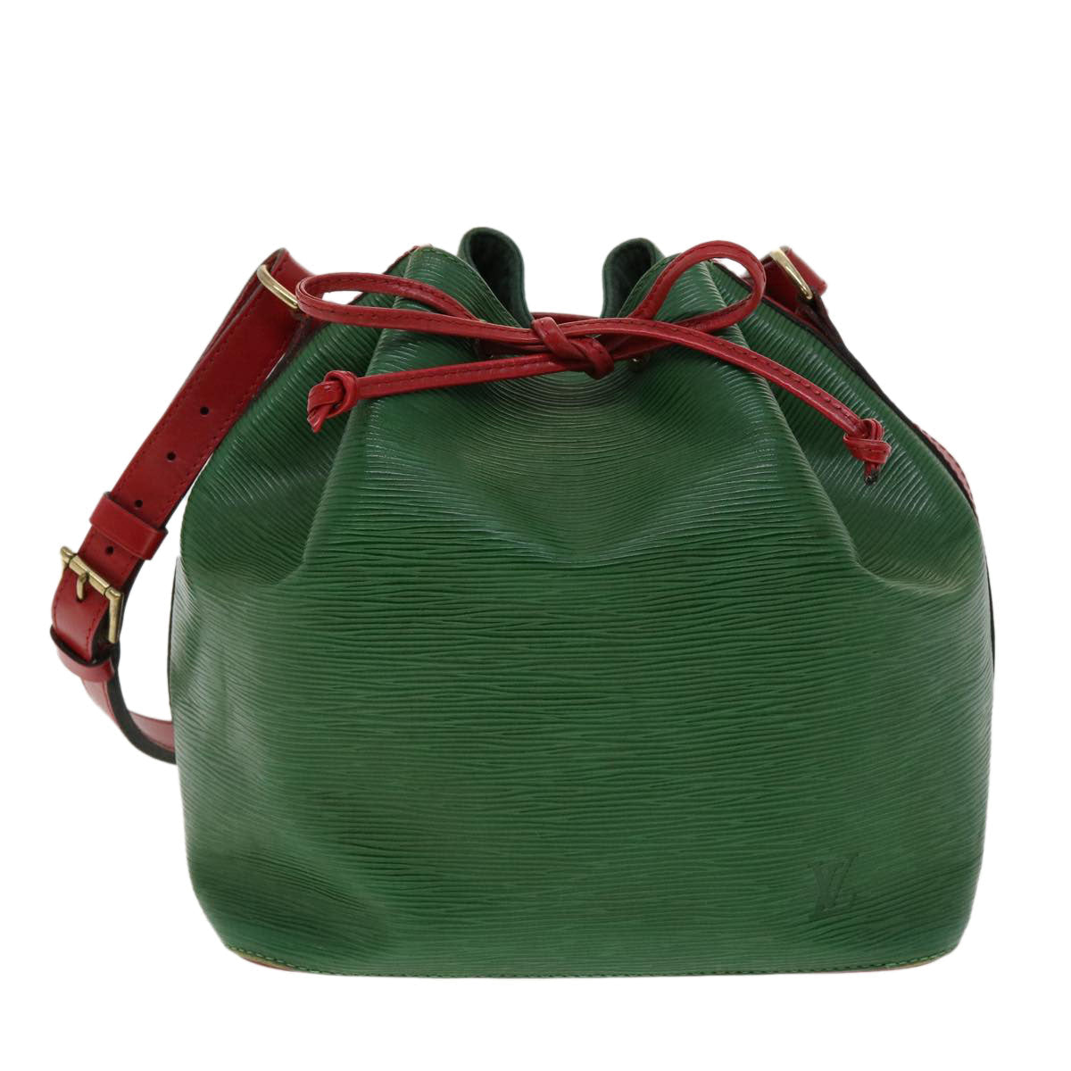 LOUIS VUITTON Epi Petit Noe Bicolor Shoulder Bag Green Red M44147 LV ai476