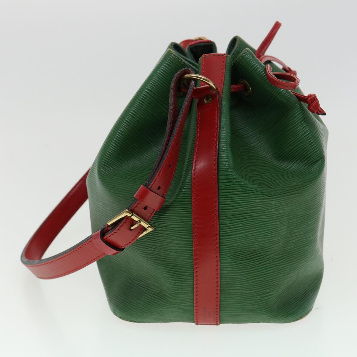 LOUIS VUITTON Epi Petit Noe Bicolor Shoulder Bag Green Red M44147 LV ai476