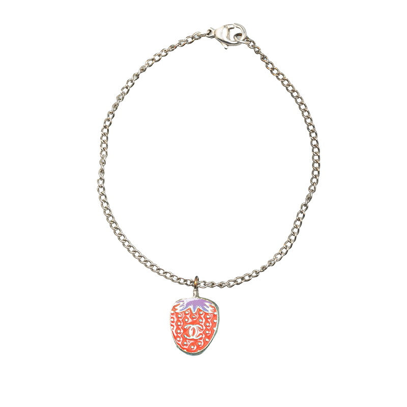 Chanel Coco Mark Strawberry Bracelet Silver Red