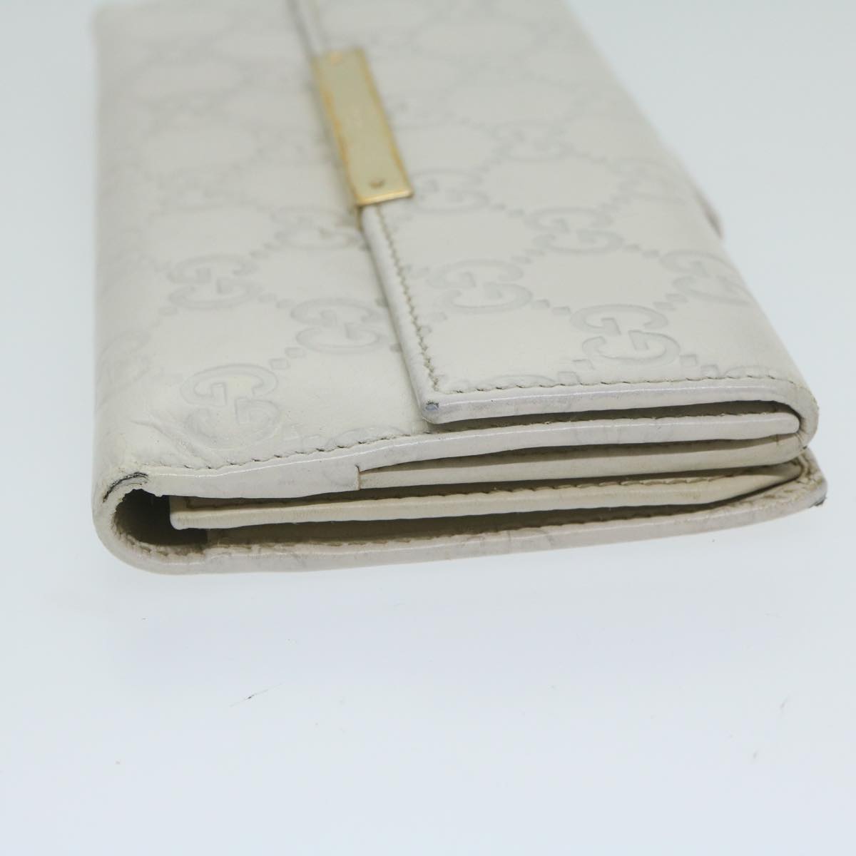 GUCCI GG Canvas Guccissima Long Wallet White 112715  ai704