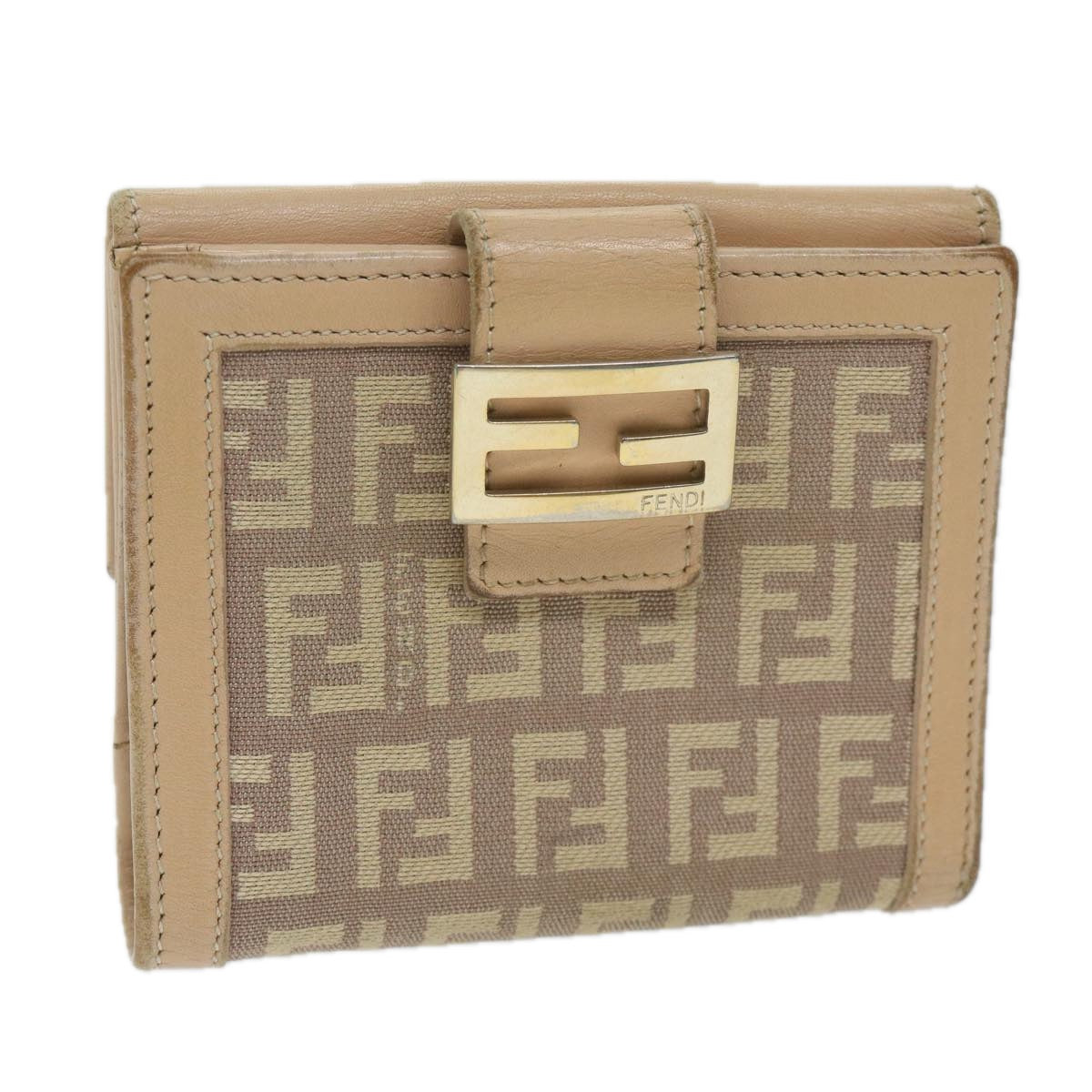 Luxury FendiZucchino Canvas Mamma Wallet Beigeai712