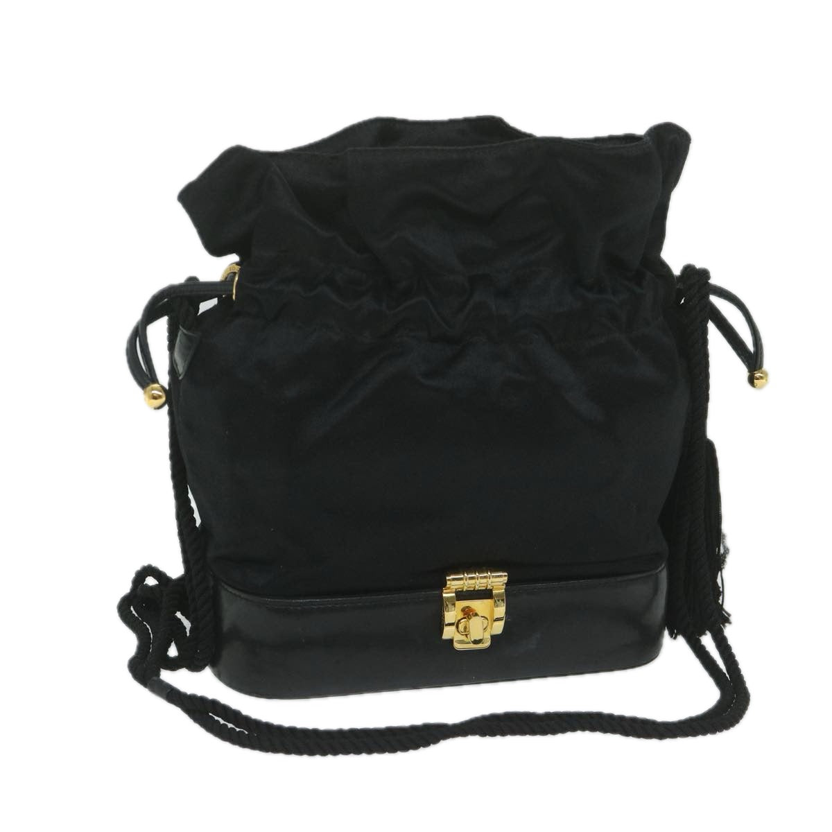 GUCCI Purse Shoulder Bag Satin Black  ai721