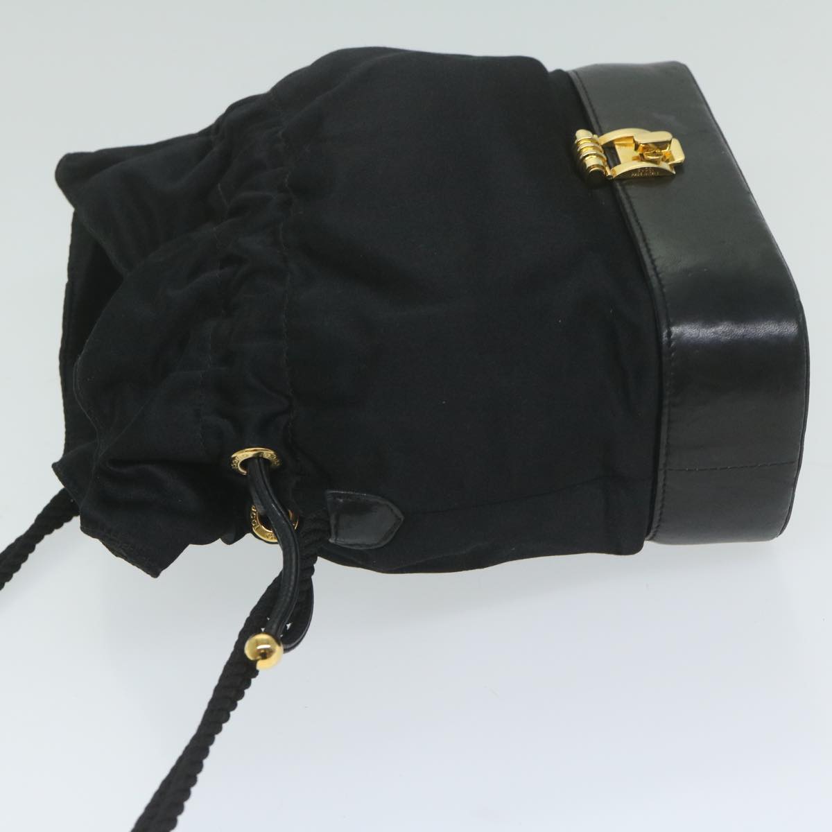 GUCCI Purse Shoulder Bag Satin Black  ai721