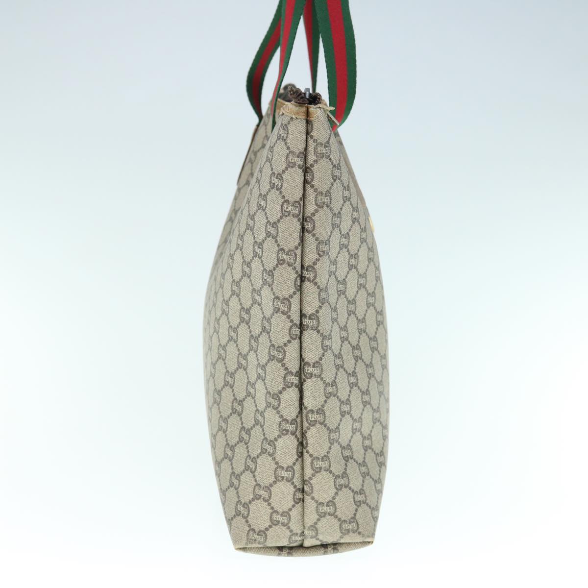 GUCCI GG Plus Supreme Web Sherry Line Tote Bag Beige Red Green  ai748