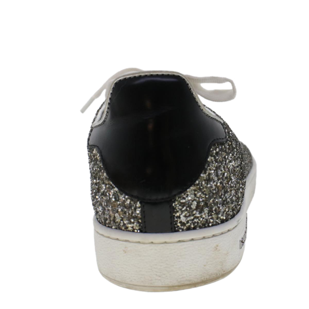 LOUIS VUITTON Front Low Line Glitter Sneakers Leather 38.5 Silver LV ak199