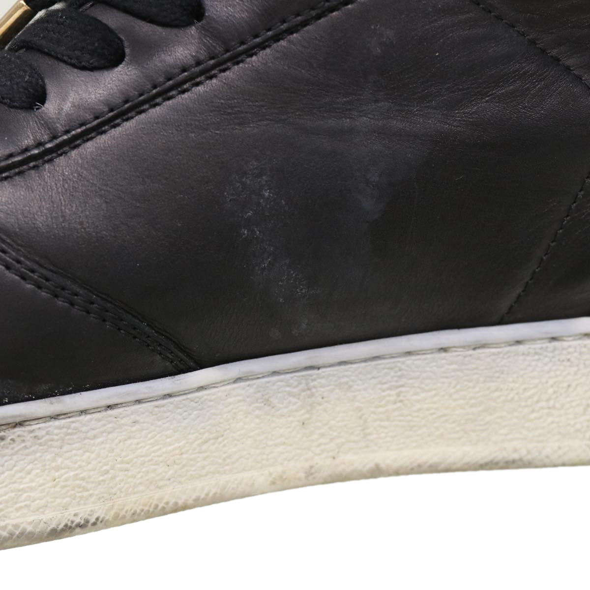 LOUIS VUITTON High Top Sneakers Exotic Leather 5.5 Black Red LV ak201