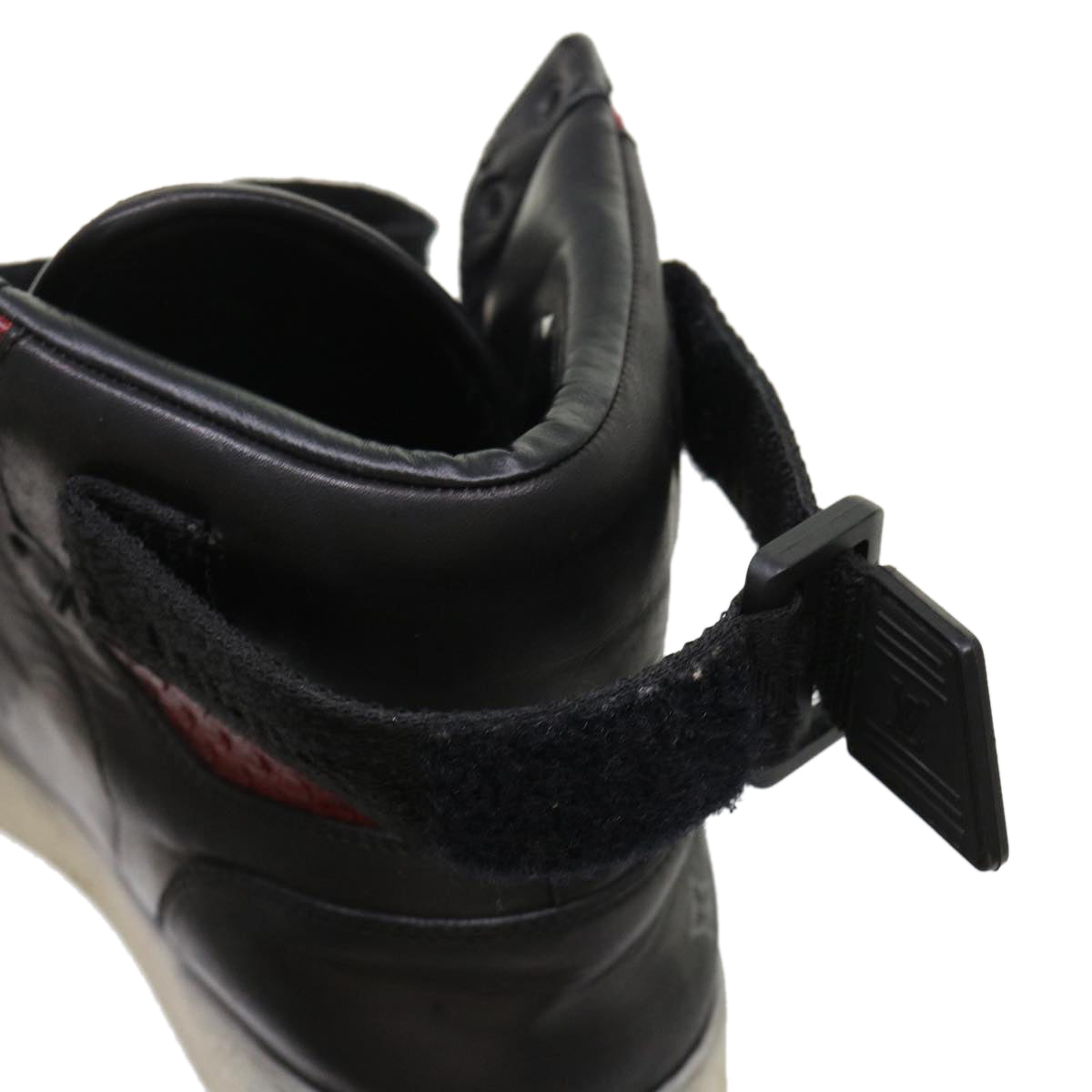 LOUIS VUITTON High Top Sneakers Exotic Leather 5.5 Black Red LV ak201