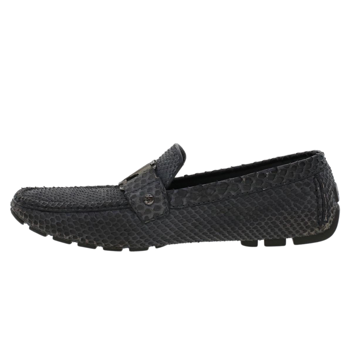 LOUIS VUITTON Driving Shoes Exotic Leather 7 Black Gray LV ak212