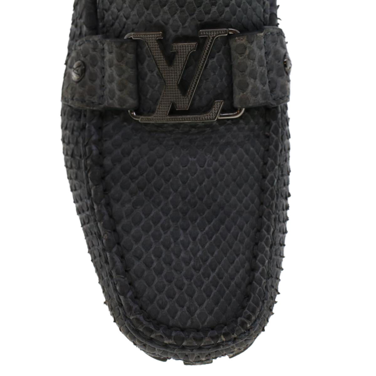 LOUIS VUITTON Driving Shoes Exotic Leather 7 Black Gray LV ak212