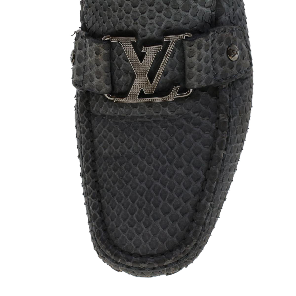LOUIS VUITTON Driving Shoes Exotic Leather 7 Black Gray LV ak212