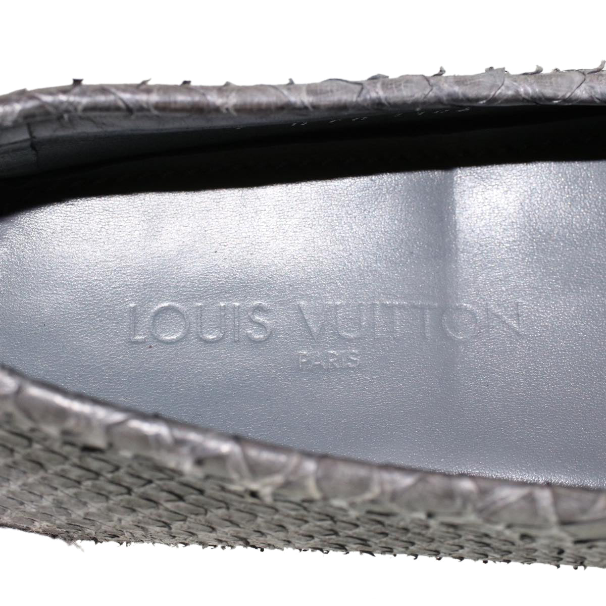LOUIS VUITTON Driving Shoes Exotic Leather 7 Black Gray LV ak212