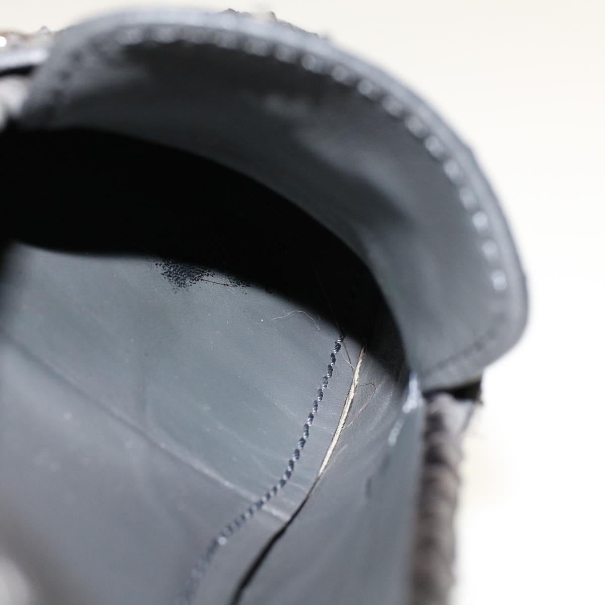 LOUIS VUITTON Driving Shoes Exotic Leather 7 Black Gray LV ak212