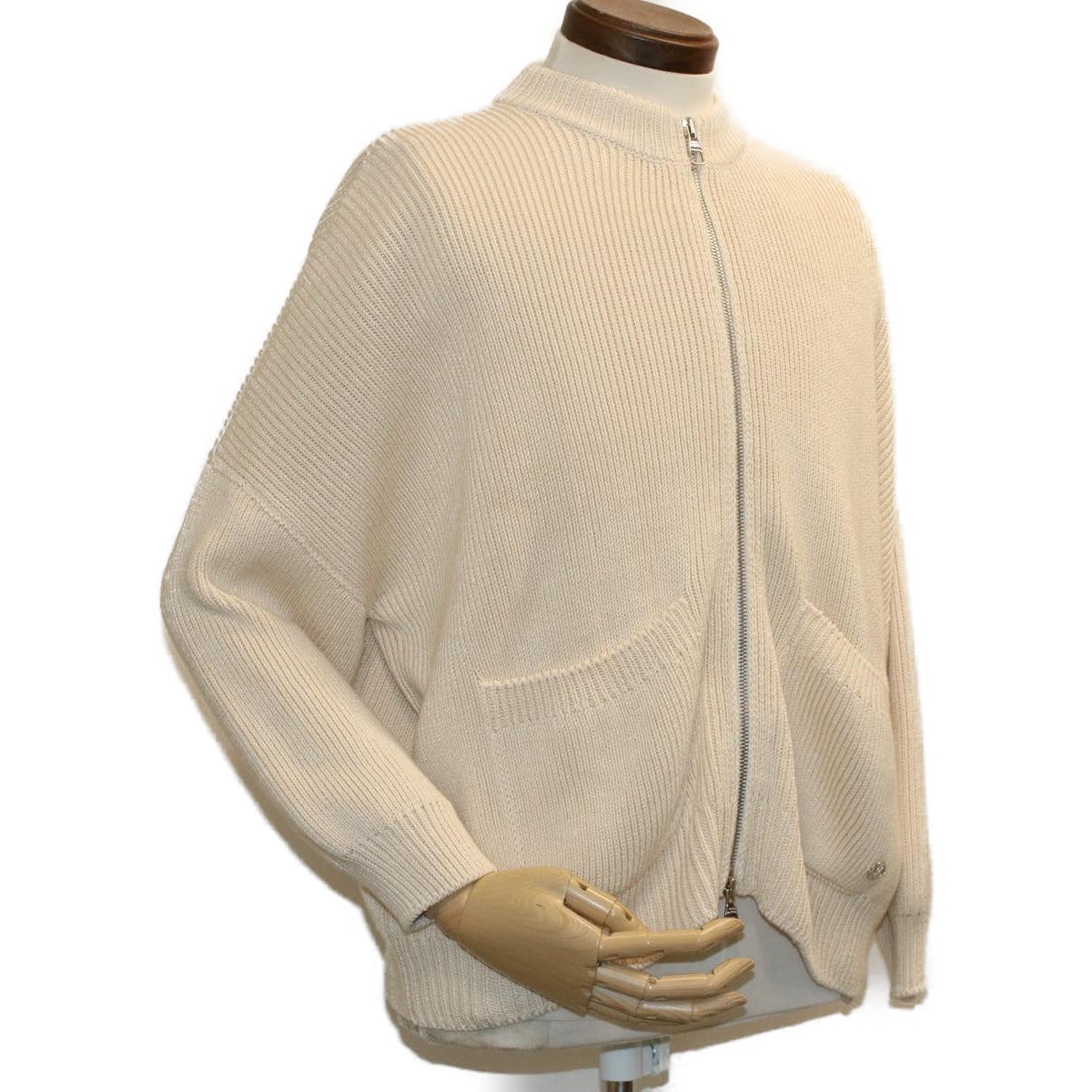 LOUIS VUITTON Knitted Sweater Jacket Cotton XS Beige RM181 GDJ HEN61W ak213