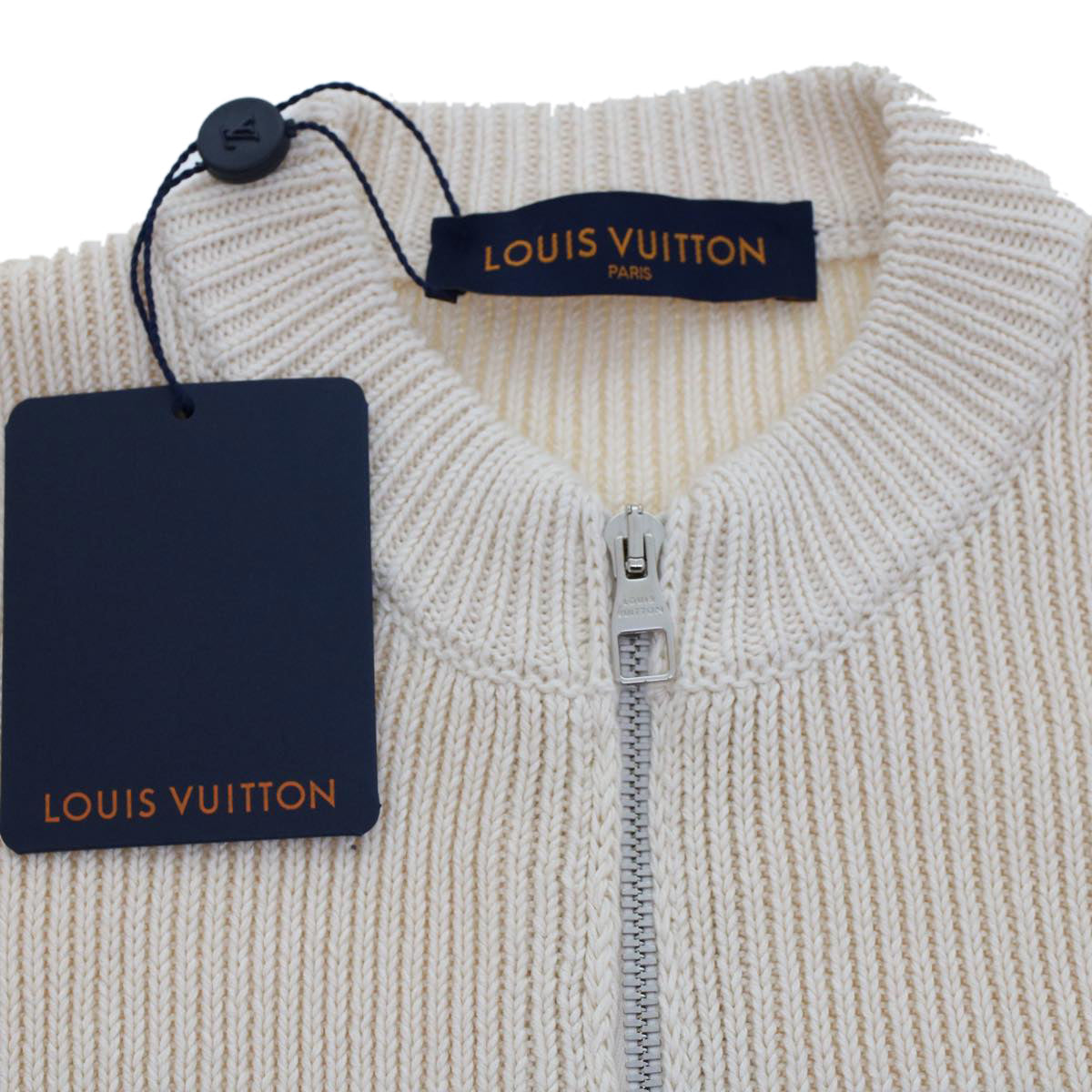 LOUIS VUITTON Knitted Sweater Jacket Cotton XS Beige RM181 GDJ HEN61W ak213