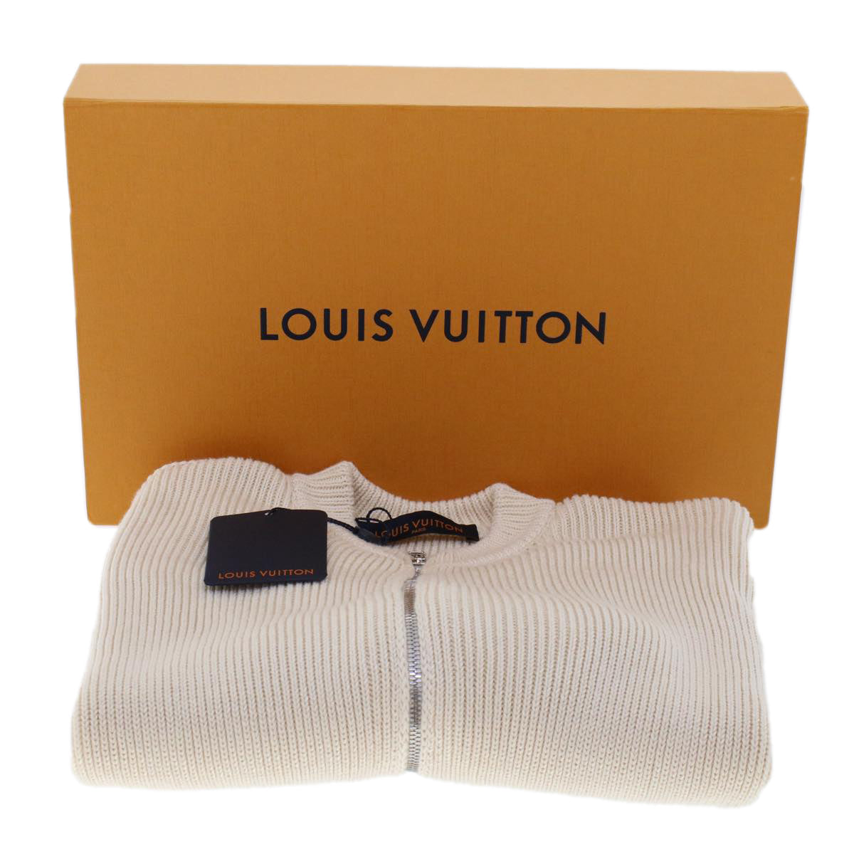 LOUIS VUITTON Knitted Sweater Jacket Cotton XS Beige RM181 GDJ HEN61W ak213