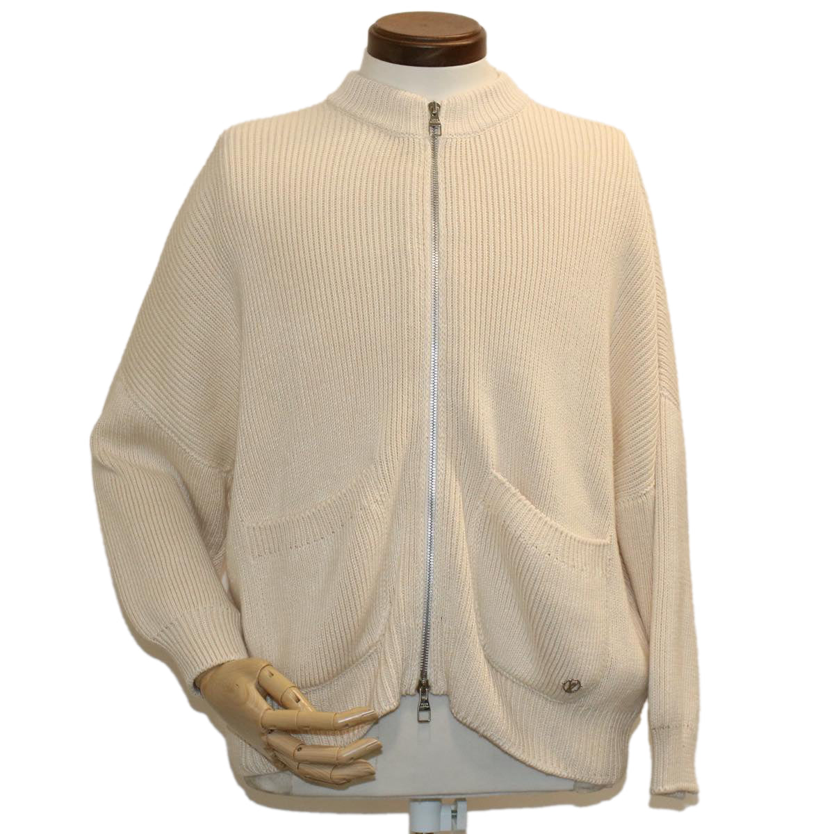 LOUIS VUITTON Knitted Sweater Jacket Cotton XS Beige RM181 GDJ HEN61W ak213
