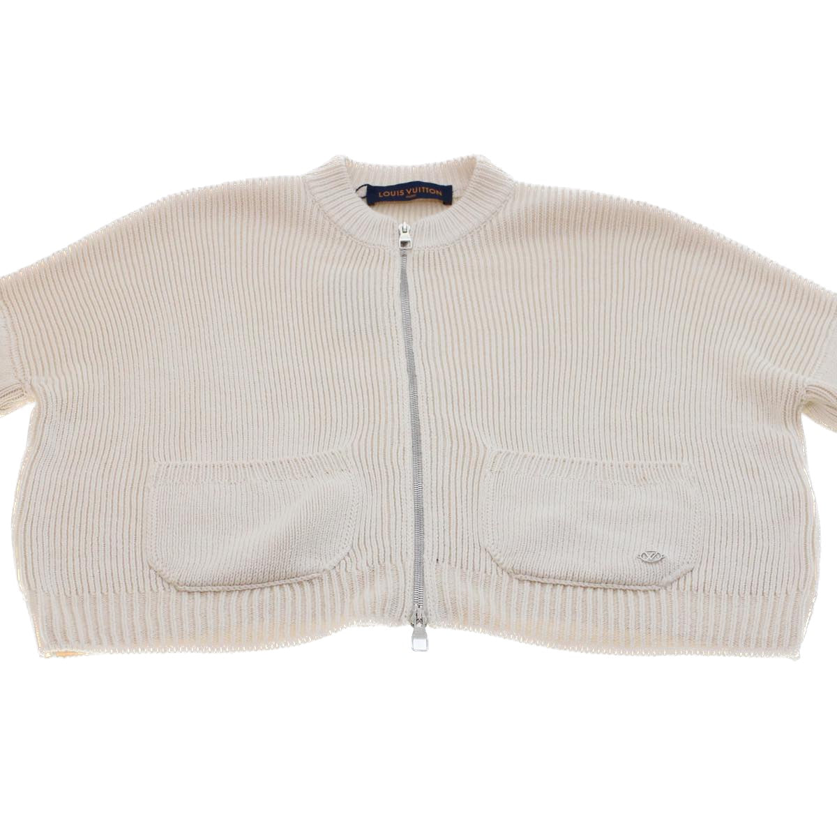 LOUIS VUITTON Knitted Sweater Jacket Cotton XS Beige RM181 GDJ HEN61W ak213