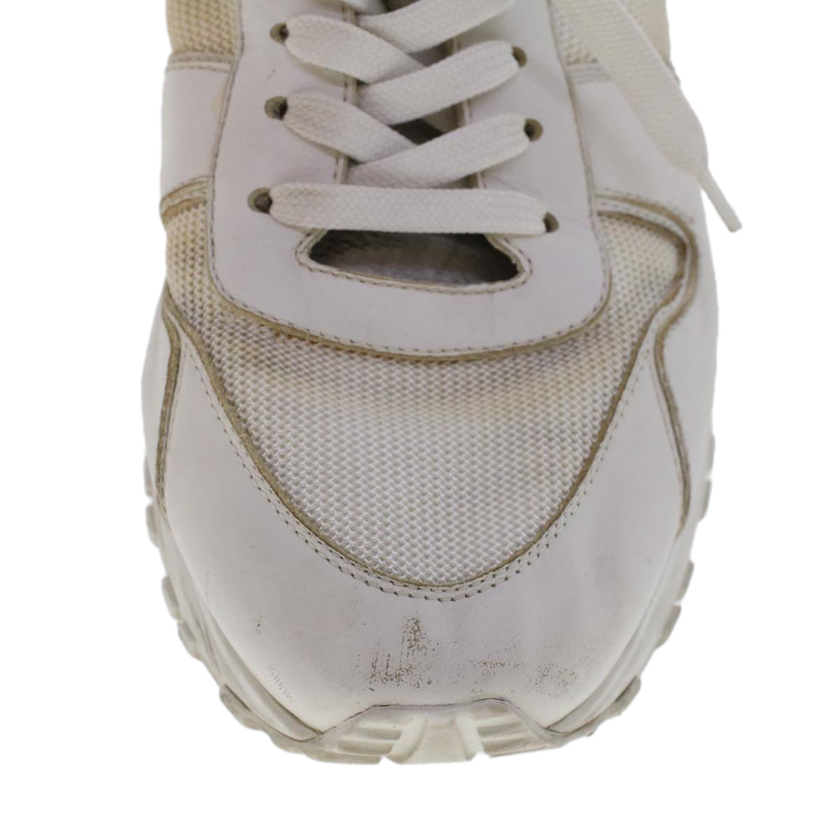 LOUIS VUITTON Monogram Runaway Line Sneakers Leather 6 White LV ak215