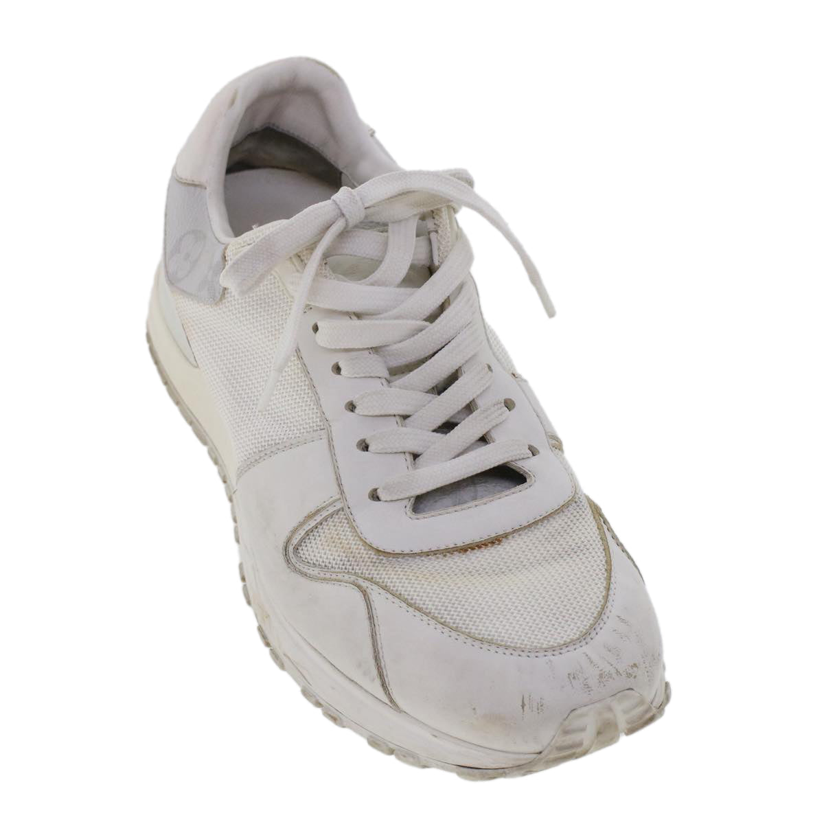 LOUIS VUITTON Monogram Runaway Line Sneakers Leather 6 White LV ak215