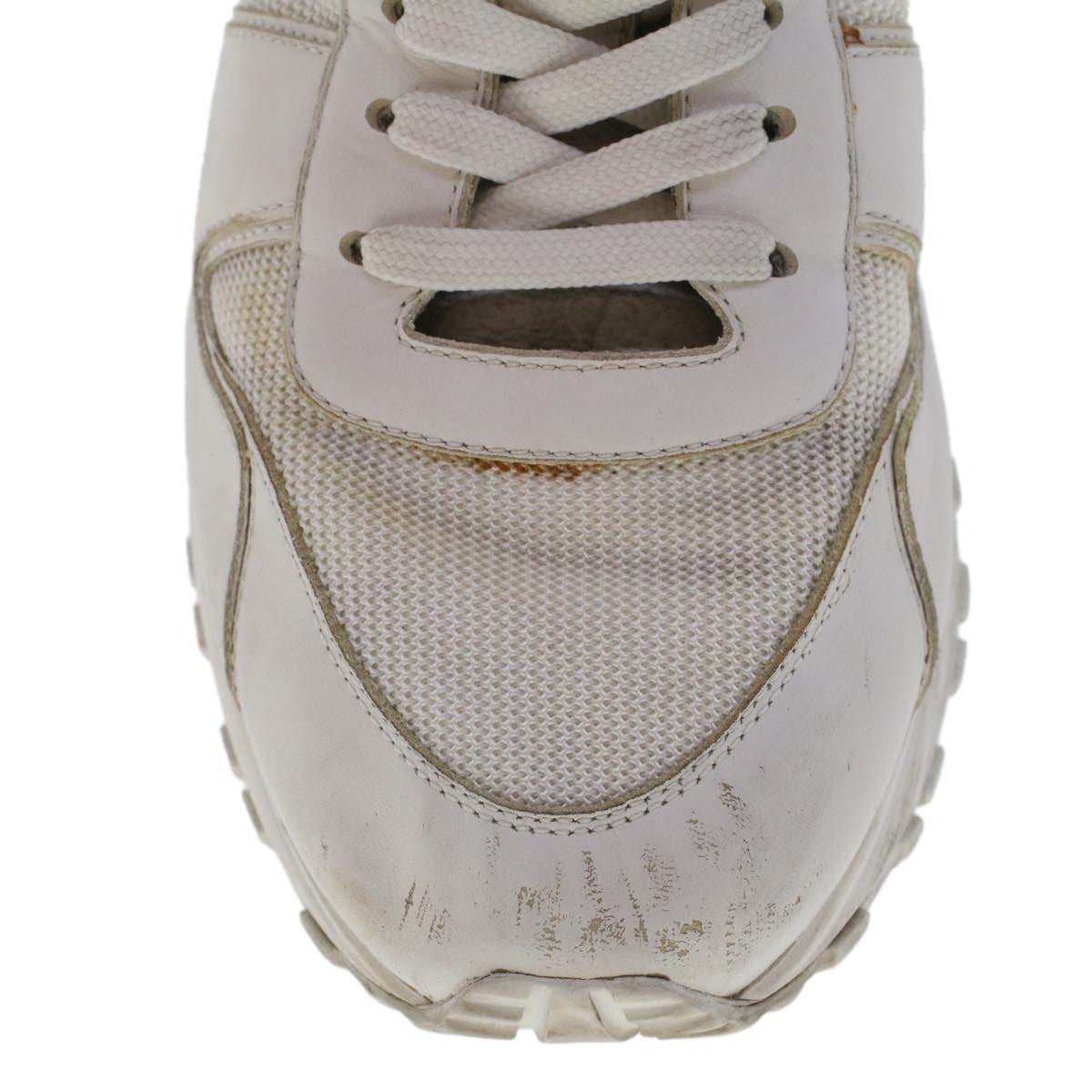LOUIS VUITTON Monogram Runaway Line Sneakers Leather 6 White LV ak215