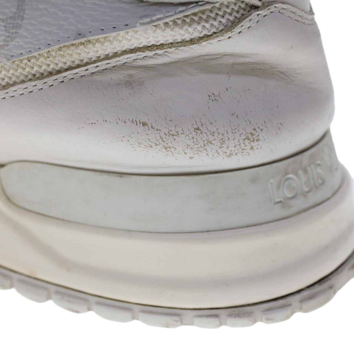LOUIS VUITTON Monogram Runaway Line Sneakers Leather 6 White LV ak215