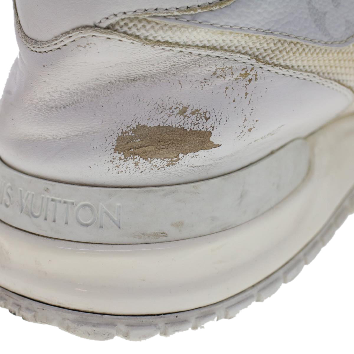 LOUIS VUITTON Monogram Runaway Line Sneakers Leather 6 White LV ak215