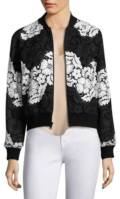 ALICE + OLIVIA FELISA LACE BOMBER JACKET SIZE L