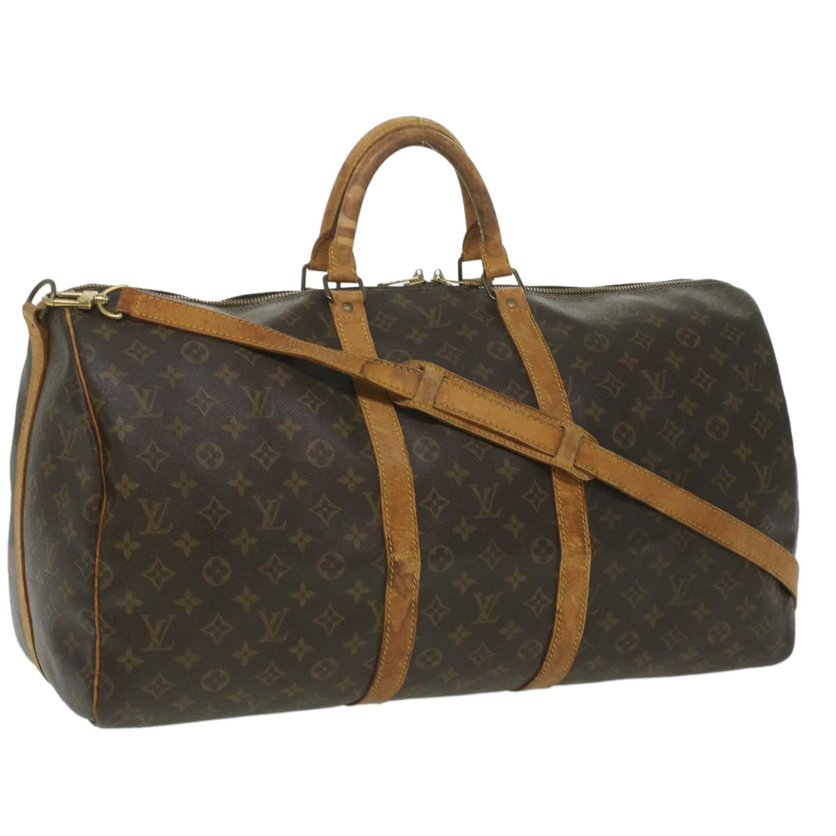 LOUIS VUITTON Monogram Keepall Bandouliere 55 Boston Bag M41414 LV am3736