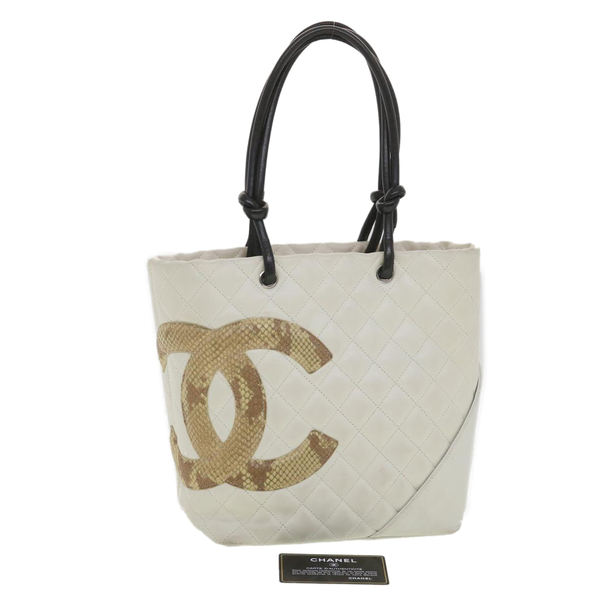 Luxury Chanel Cambon Line Tote Bag Lamb Skin White CC  am3907