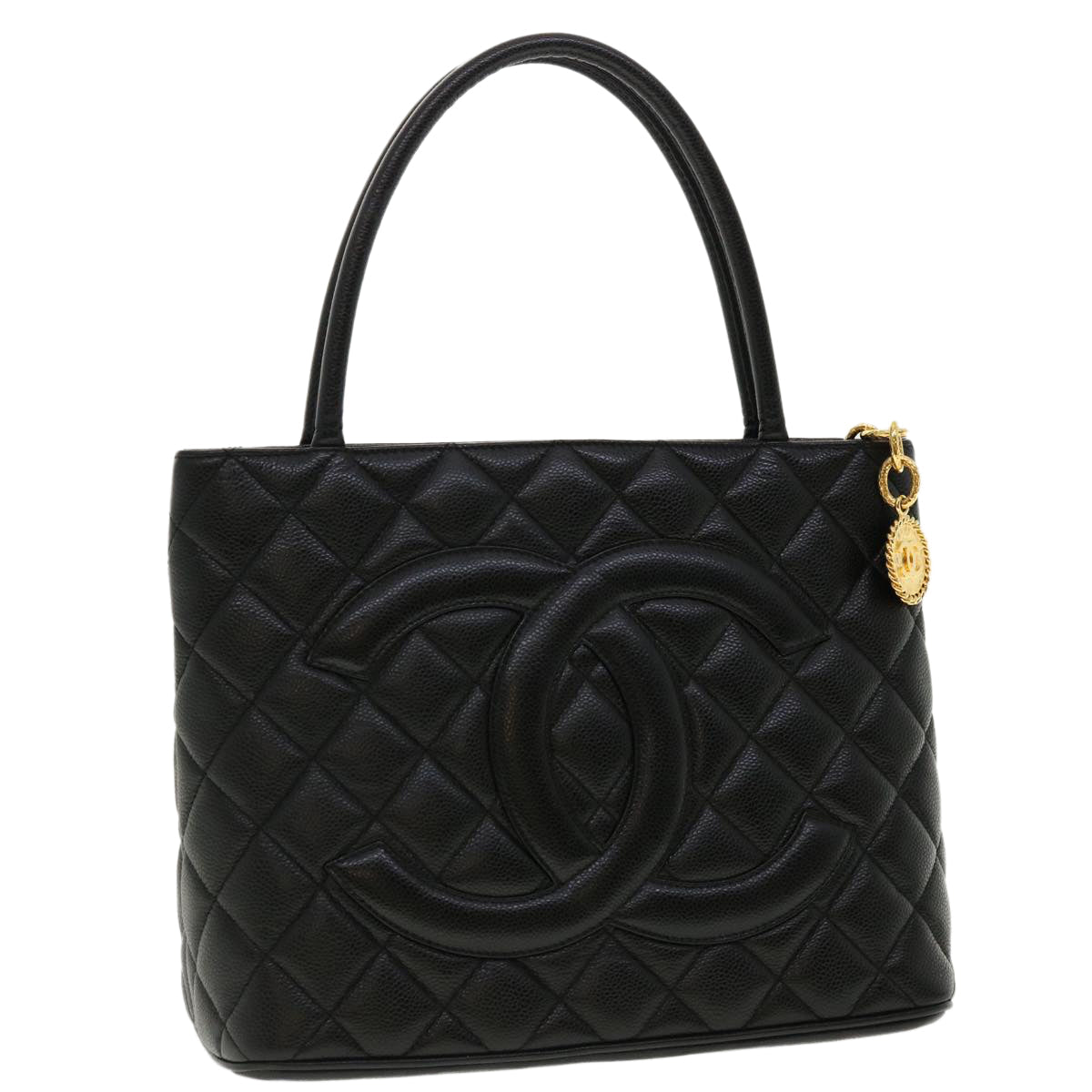 Luxury Chanel Tote Bag Caviar Skin Black CC  am4270