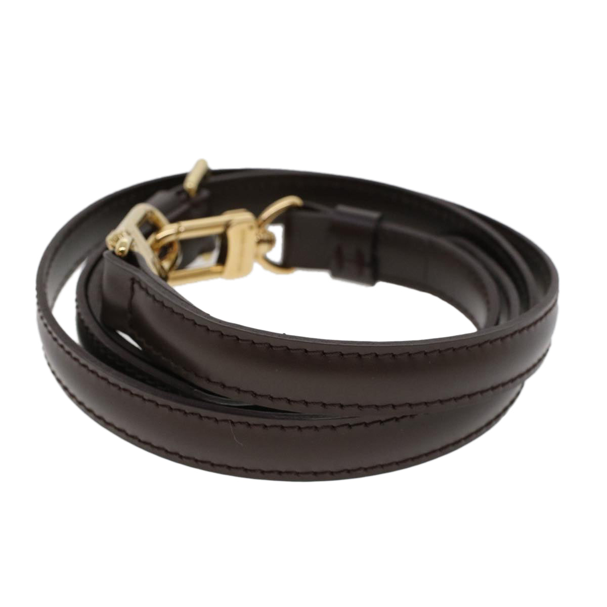 LOUIS VUITTON Damier Ebene Adjustable Shoulder Strap Leather am4515