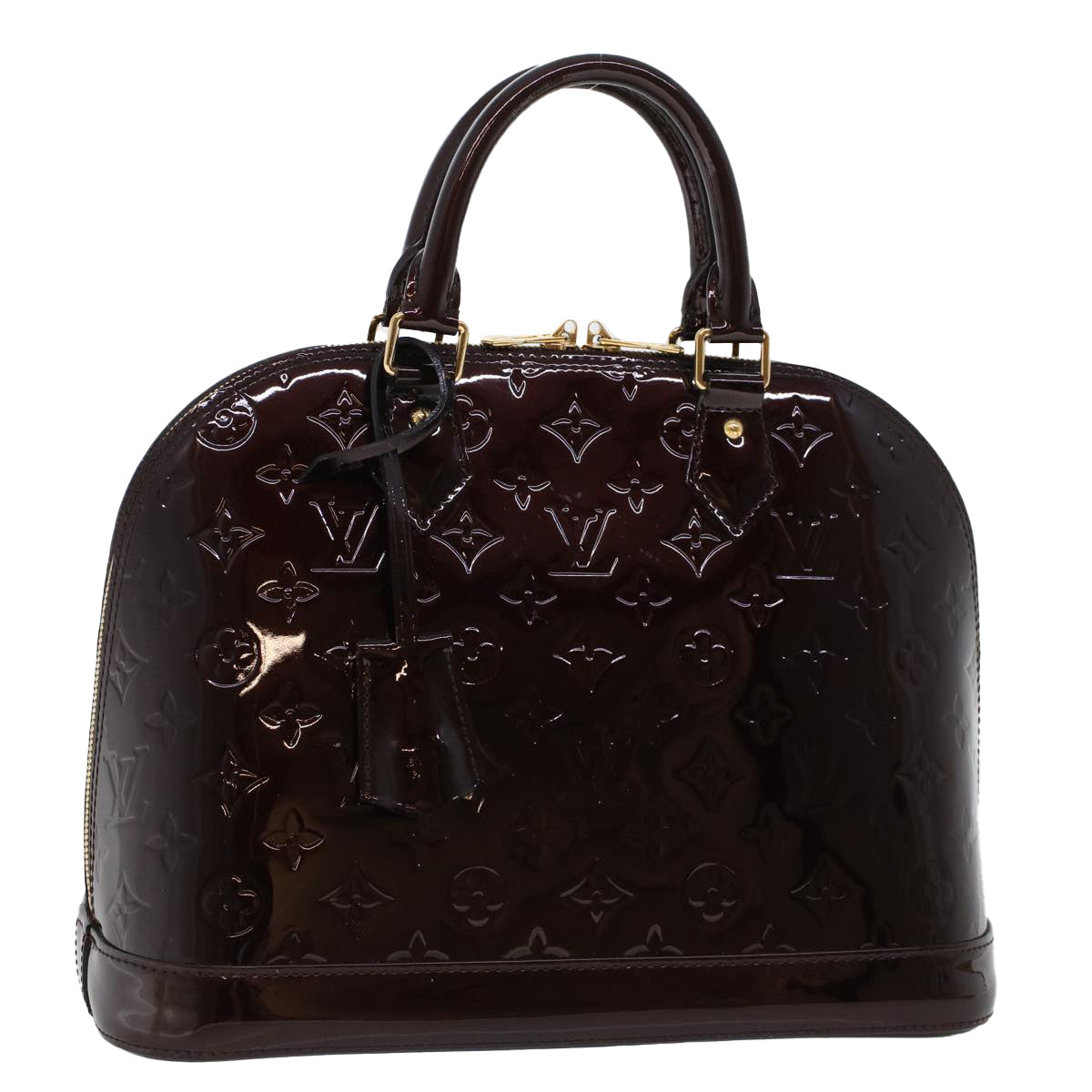 LOUIS VUITTON Monogram Vernis Alma PM Hand Bag Amarante M91611 LV am4520