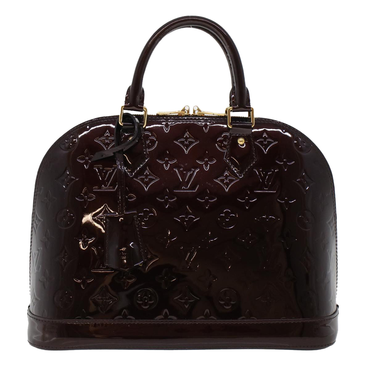LOUIS VUITTON Monogram Vernis Alma PM Hand Bag Amarante M91611 LV am4520