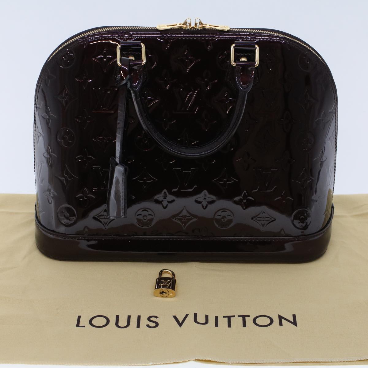 LOUIS VUITTON Monogram Vernis Alma PM Hand Bag Amarante M91611 LV am4520
