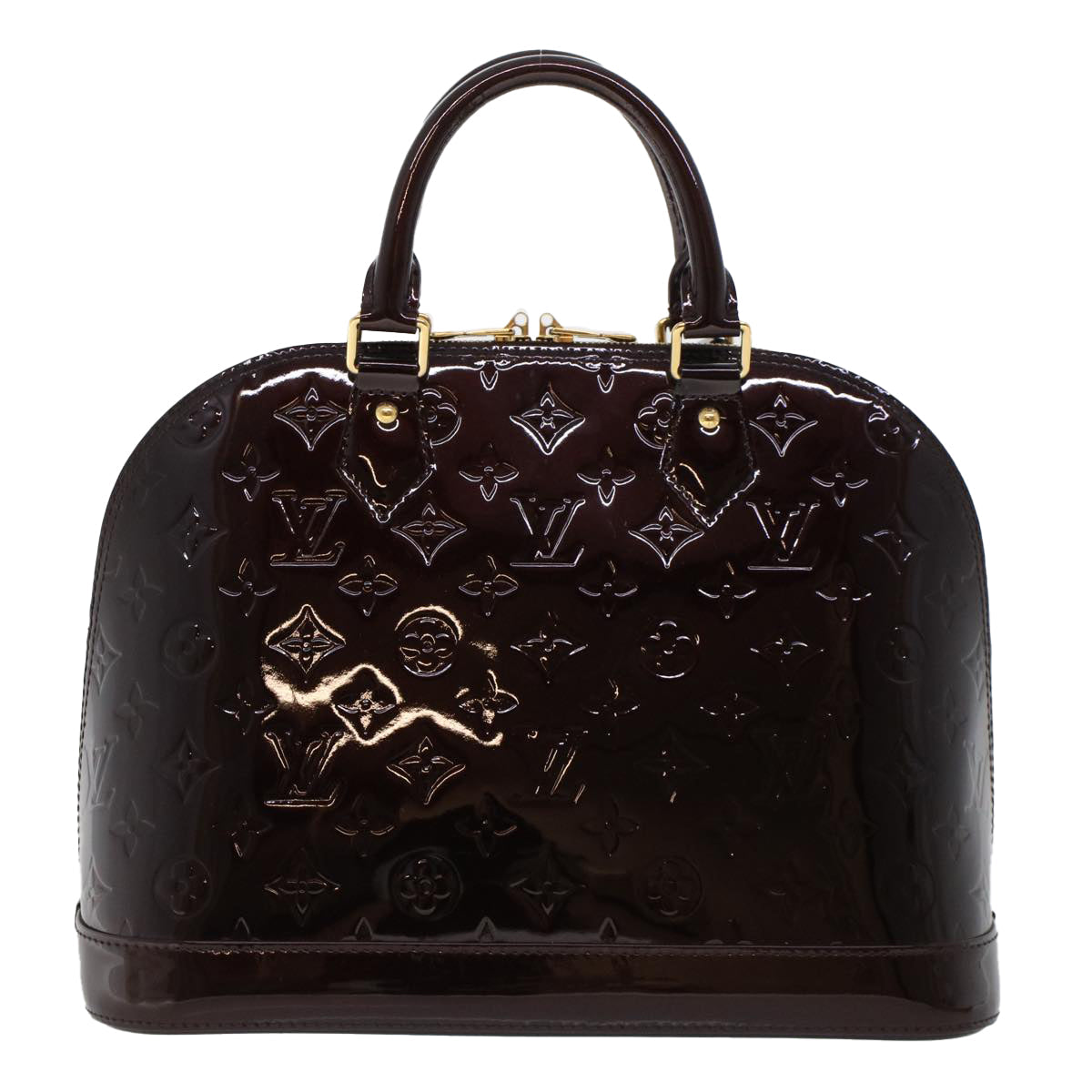 LOUIS VUITTON Monogram Vernis Alma PM Hand Bag Amarante M91611 LV am4520