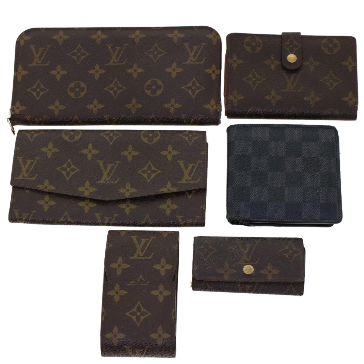 LOUIS VUITTON Monogram Damier Graphite Key Cigarette Wallet 6Set LV am4571