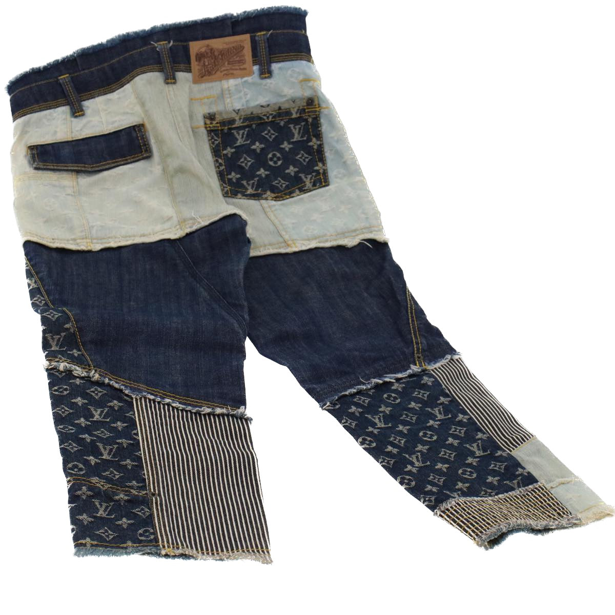 LOUIS VUITTON Monogram Denim Capri Pants 38 Navy LV am4579