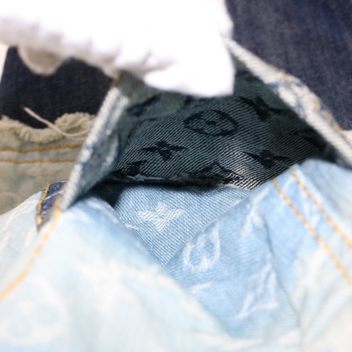 LOUIS VUITTON Monogram Denim Capri Pants 38 Navy LV am4579