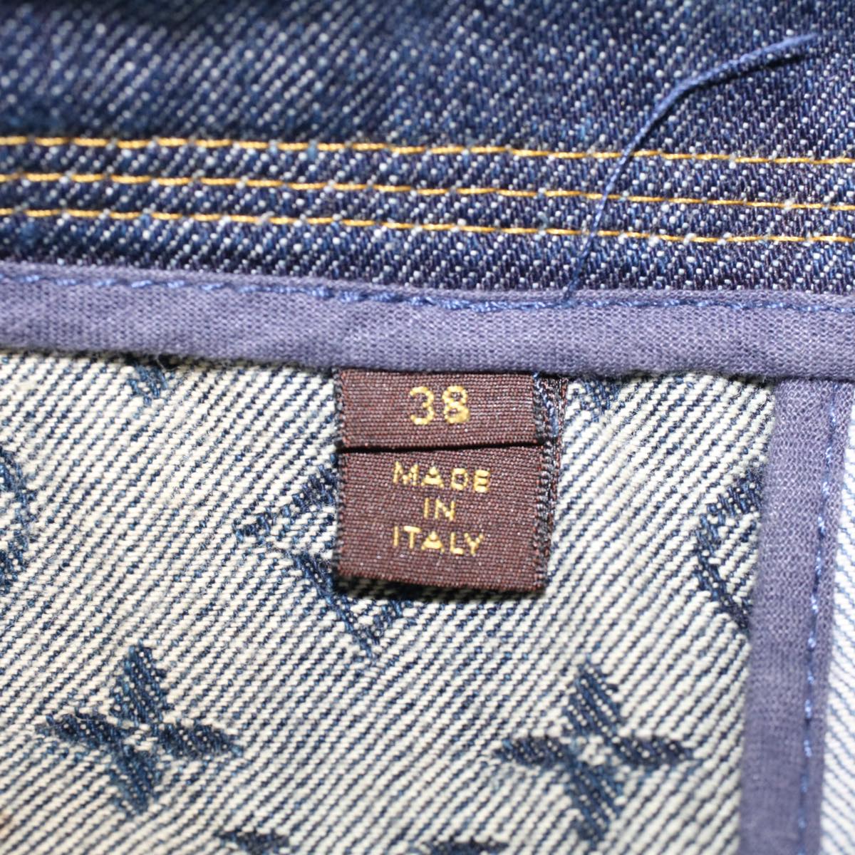 LOUIS VUITTON Monogram Denim Capri Pants 38 Navy LV am4579