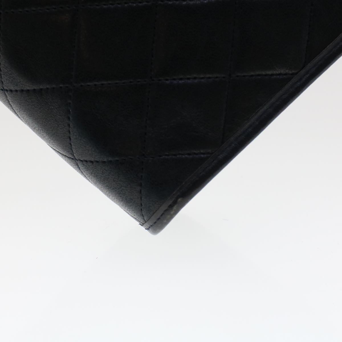 CHANEL Clutch Bag Lamb Skin Black CC Auth am4611
