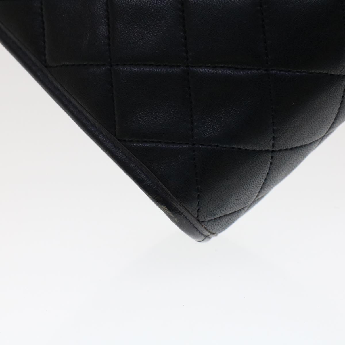 CHANEL Clutch Bag Lamb Skin Black CC Auth am4611