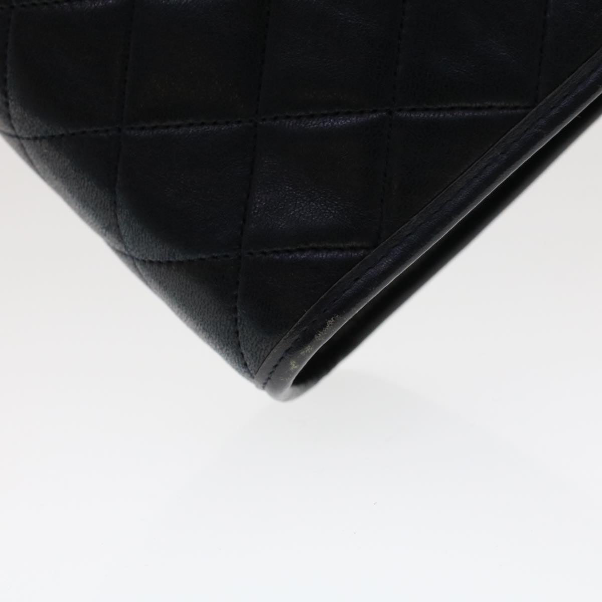 CHANEL Clutch Bag Lamb Skin Black CC Auth am4611