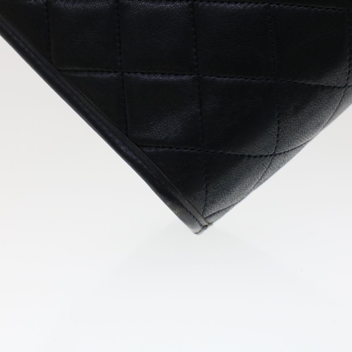 CHANEL Clutch Bag Lamb Skin Black CC Auth am4611