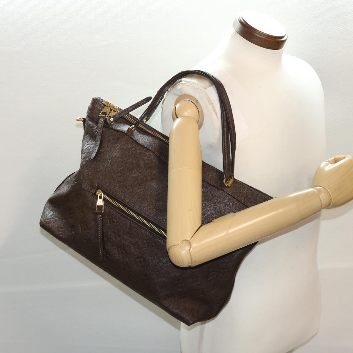 LOUIS VUITTON Monogram Empreinte Bastille MM Hand Bag 2way Brown M41165 am4619
