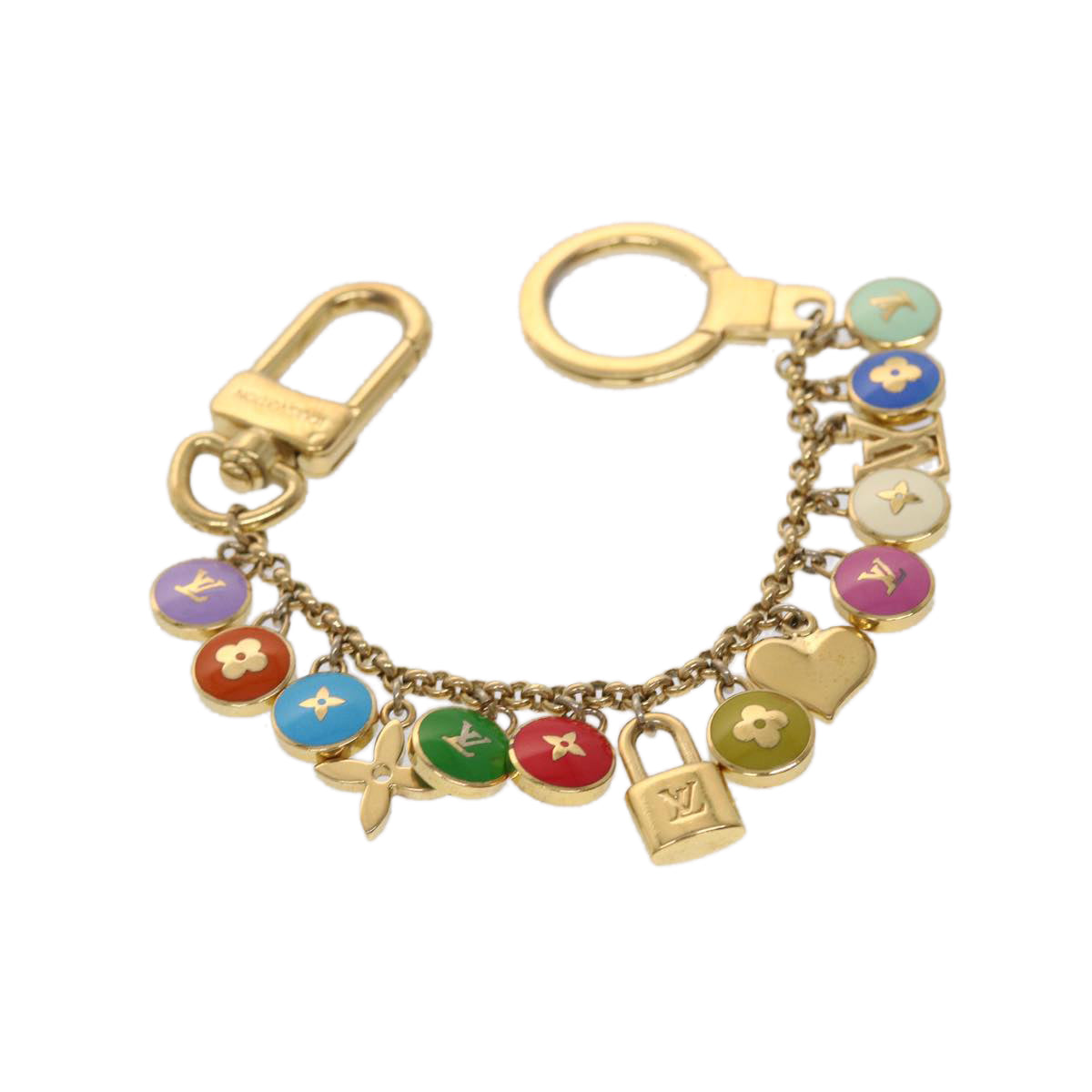 LOUIS VUITTON Monogram Porte Cles Chainne Pastilles Charm M65380 LV am4655
