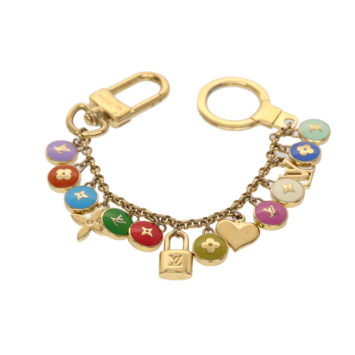LOUIS VUITTON Monogram Porte Cles Chainne Pastilles Charm M65380 LV am4655