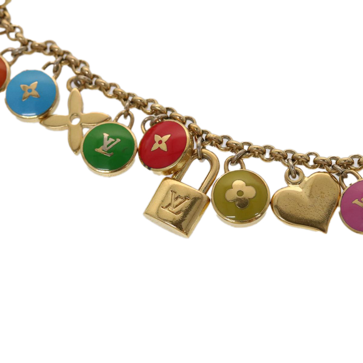 LOUIS VUITTON Monogram Porte Cles Chainne Pastilles Charm M65380 LV am4655