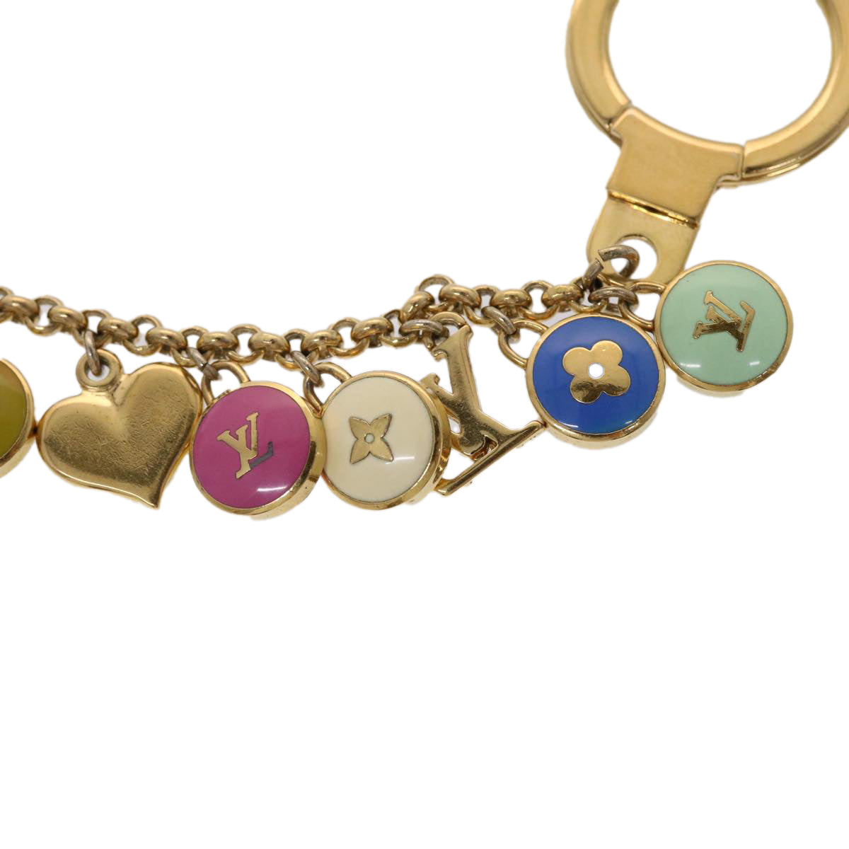 LOUIS VUITTON Monogram Porte Cles Chainne Pastilles Charm M65380 LV am4655
