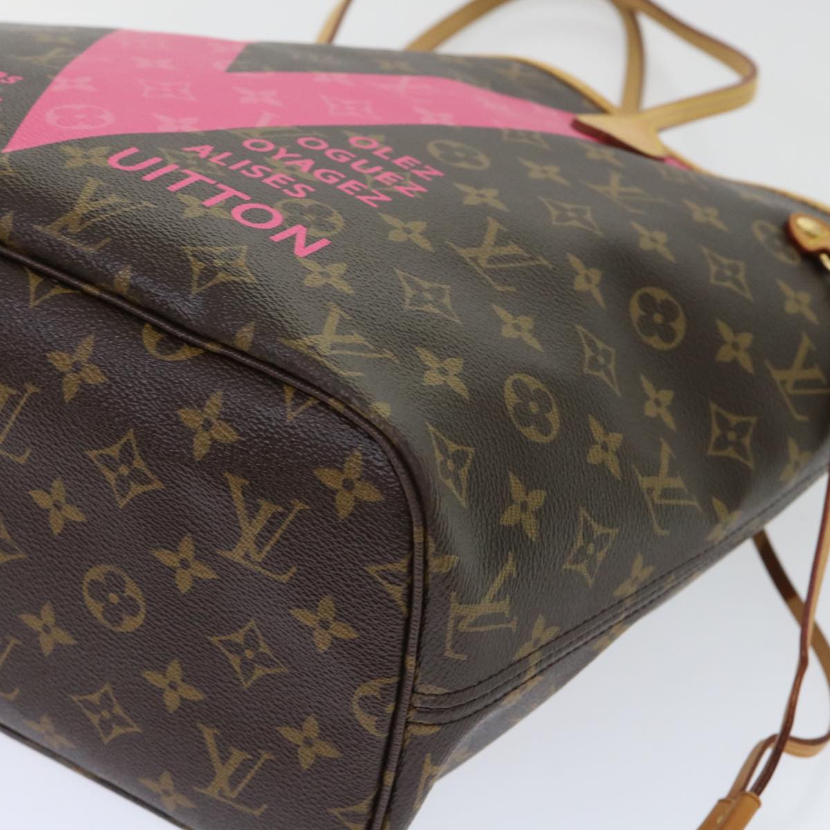 LOUIS VUITTON Monogram V line Neverfull MM Tote Bag Pink M41602 LV am4905